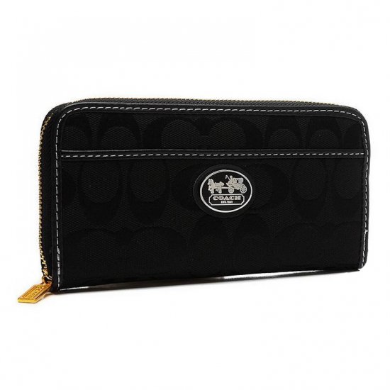 Coach Legacy Accordion Zip In Signature Large Black Wallets EVA | Coach Outlet Canada